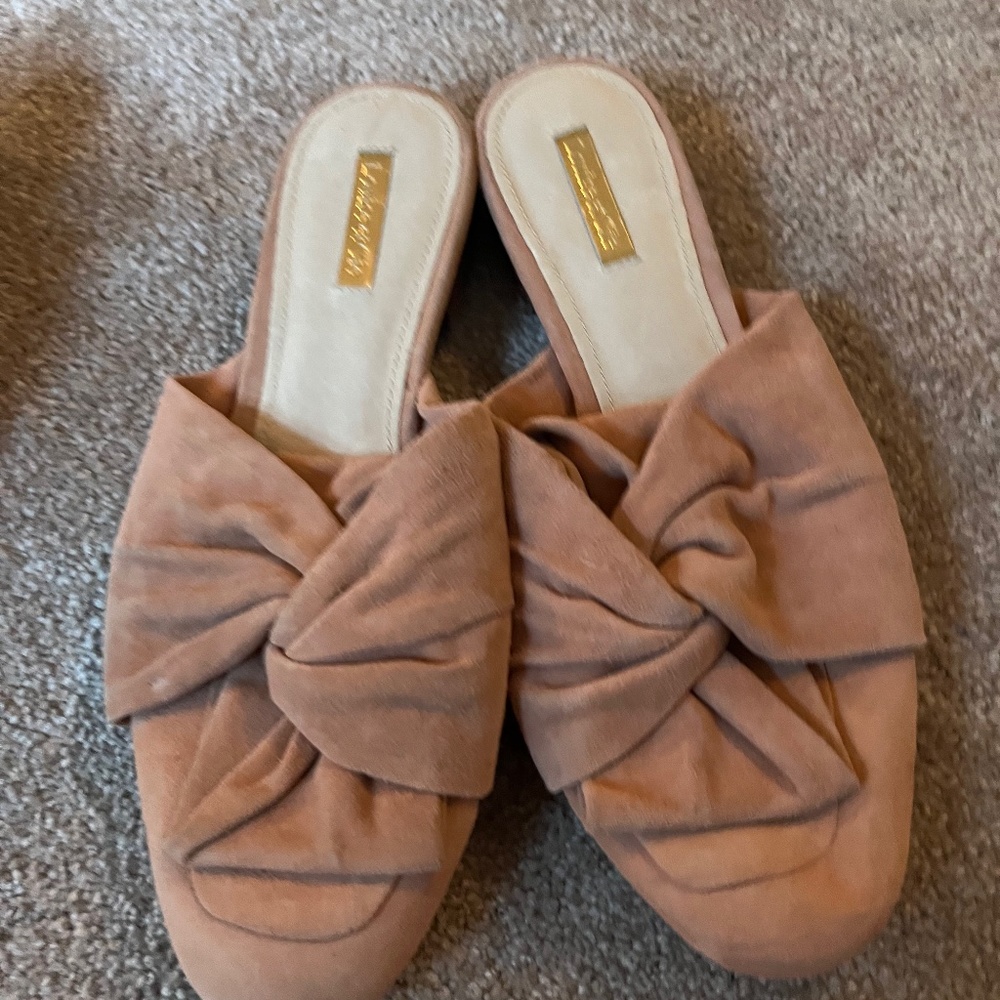 Suede pink backless loafer